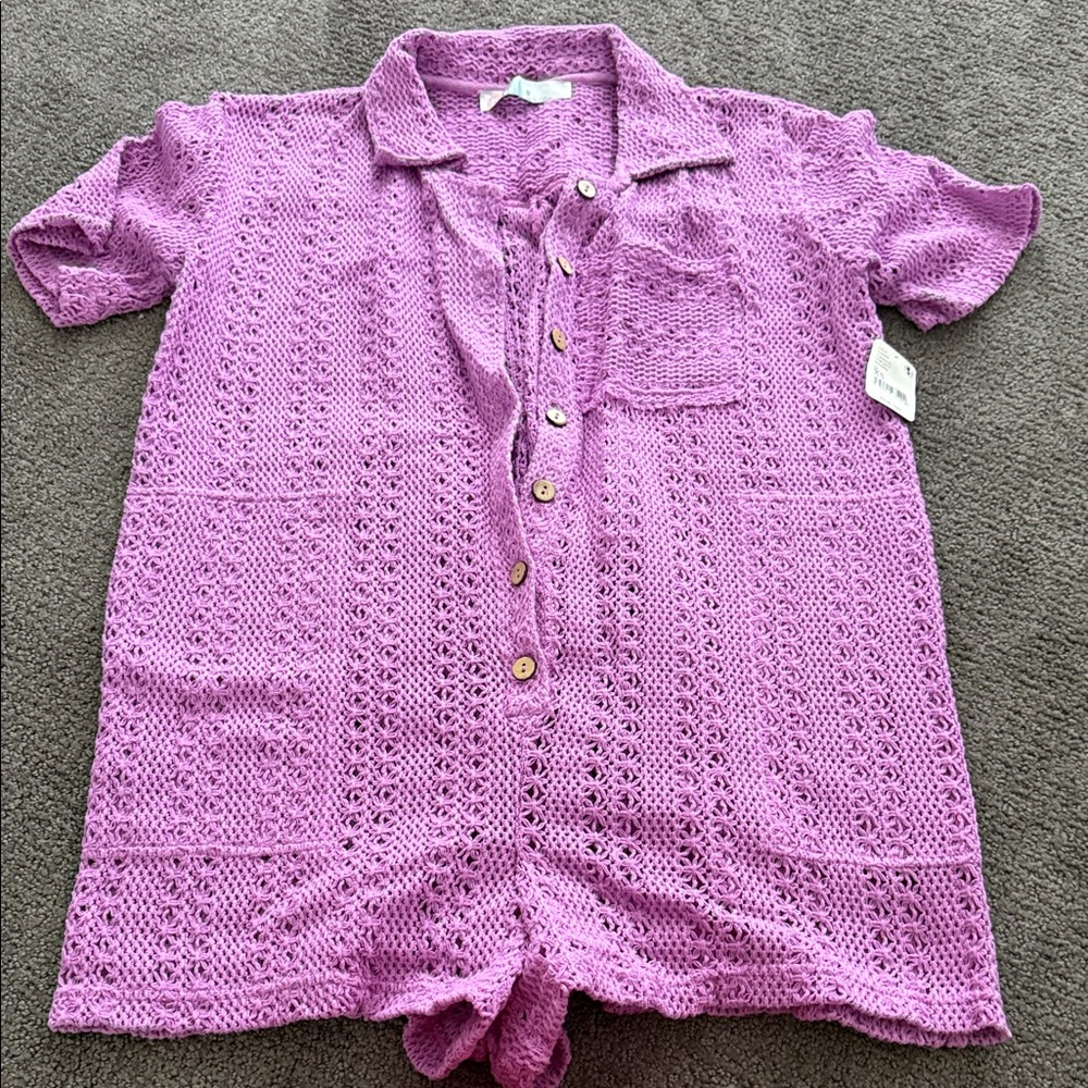 Purple Crochet romper size XS (free people beach)